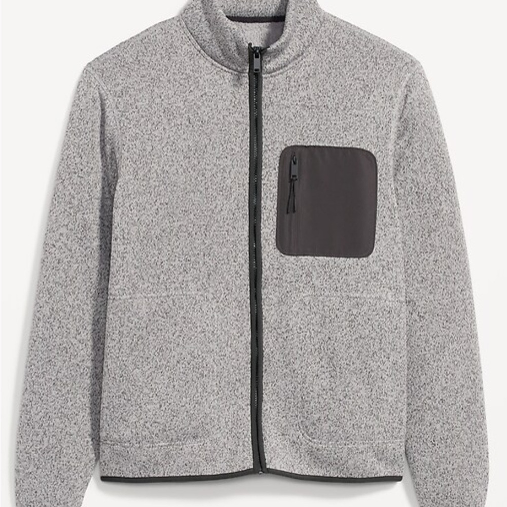 Old navy Men’s Gray Zip-Up Fleece Jacket with Pocket